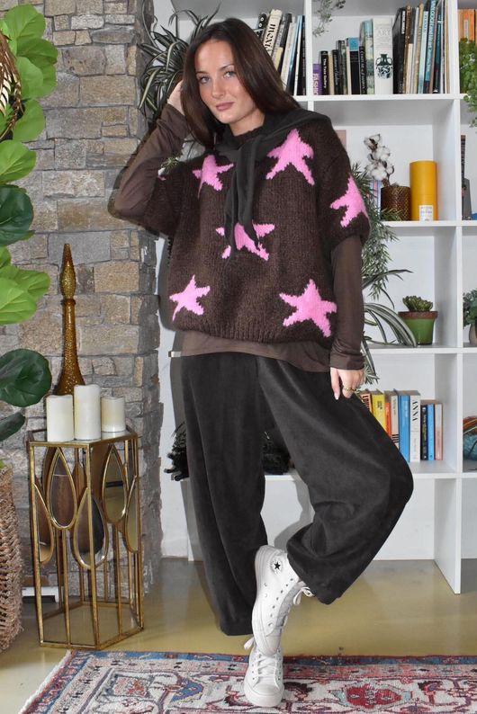 Big Softie Star Short Sleeve Knit Chocolate